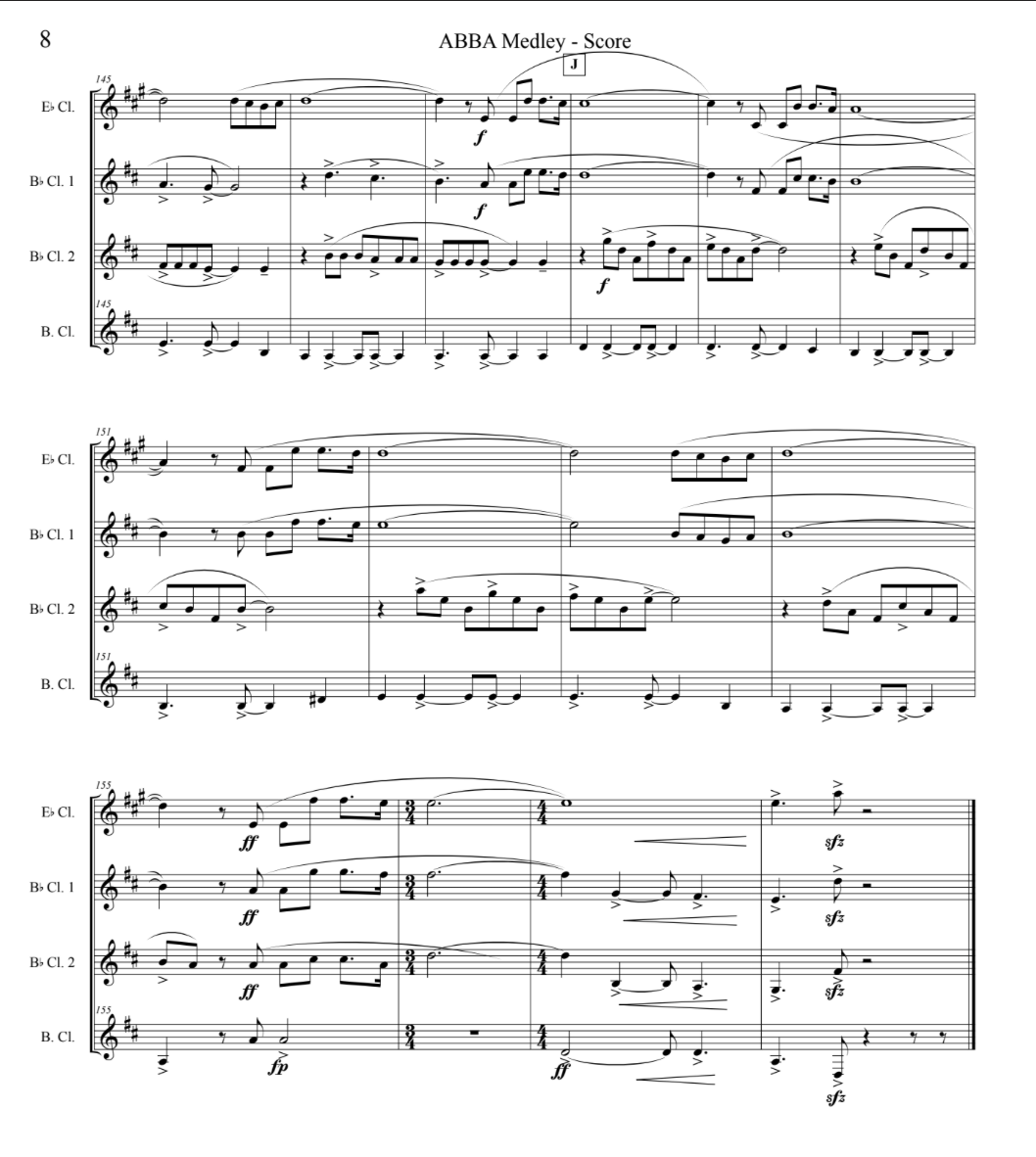 ABBA Medley (for Clarinet Quartet)