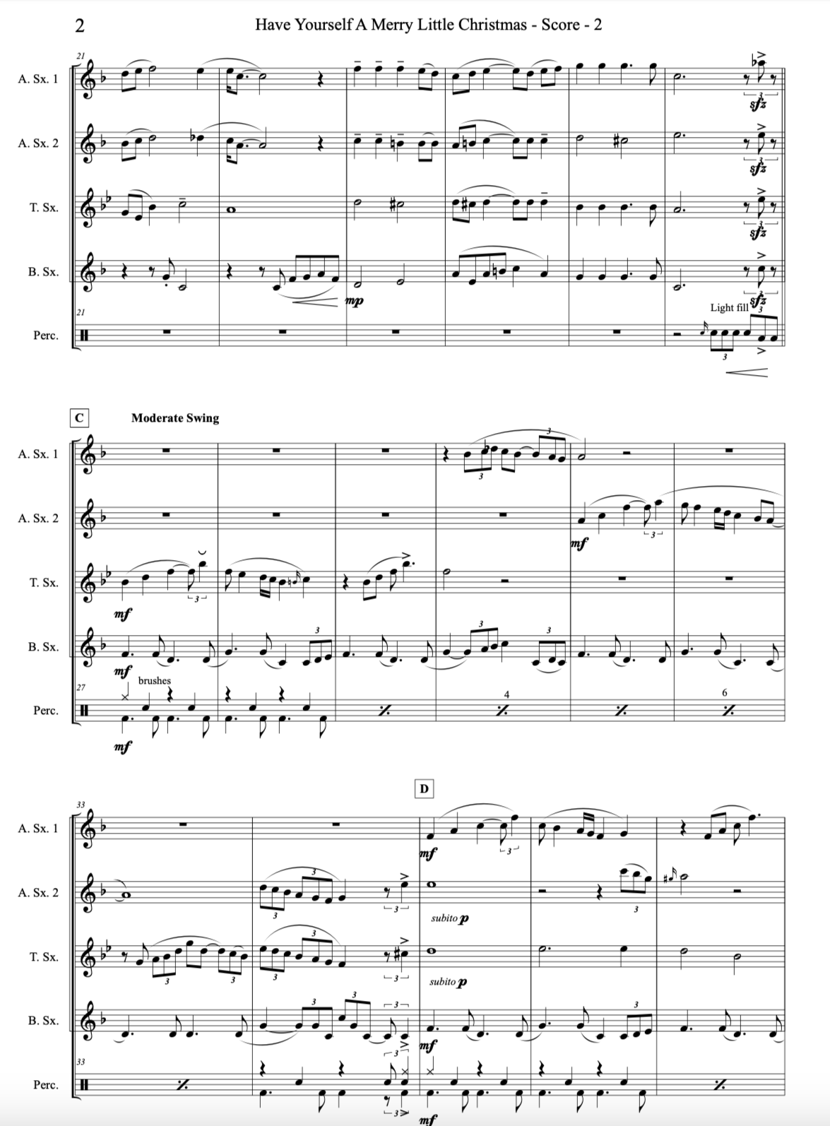 Have Yourself a Merry Christmas (for Saxophone Quartet AATB)