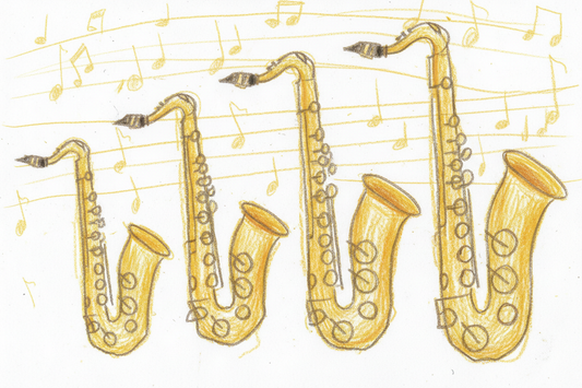 kid's sketch of saxophone quartet