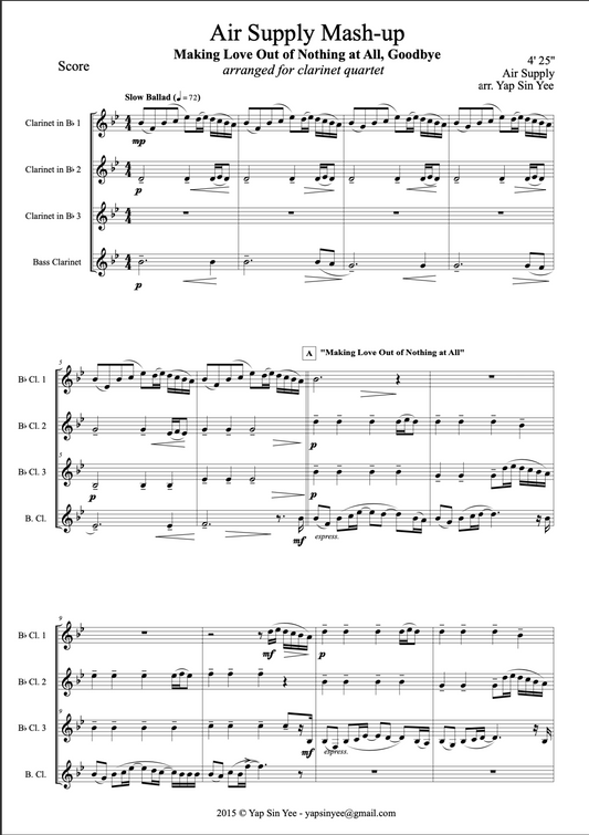 Feliz Navidad (for Saxophone Quartet AATB) – Music for Winds