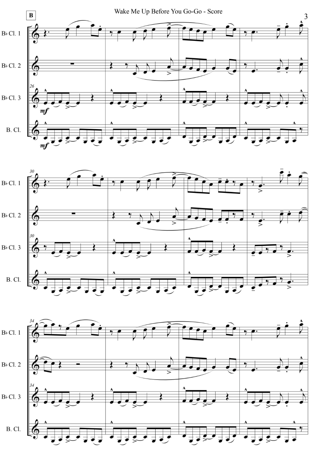 Wake Me Up Before You Go-Go (for Clarinet Quartet)